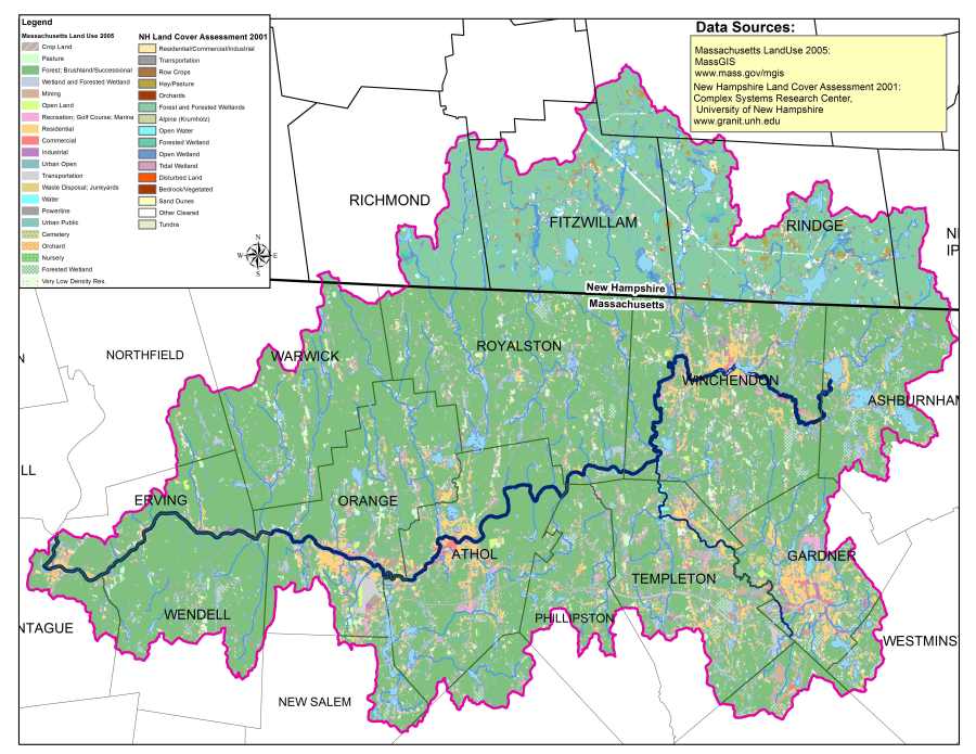 Land use map of the Millers River Watershed